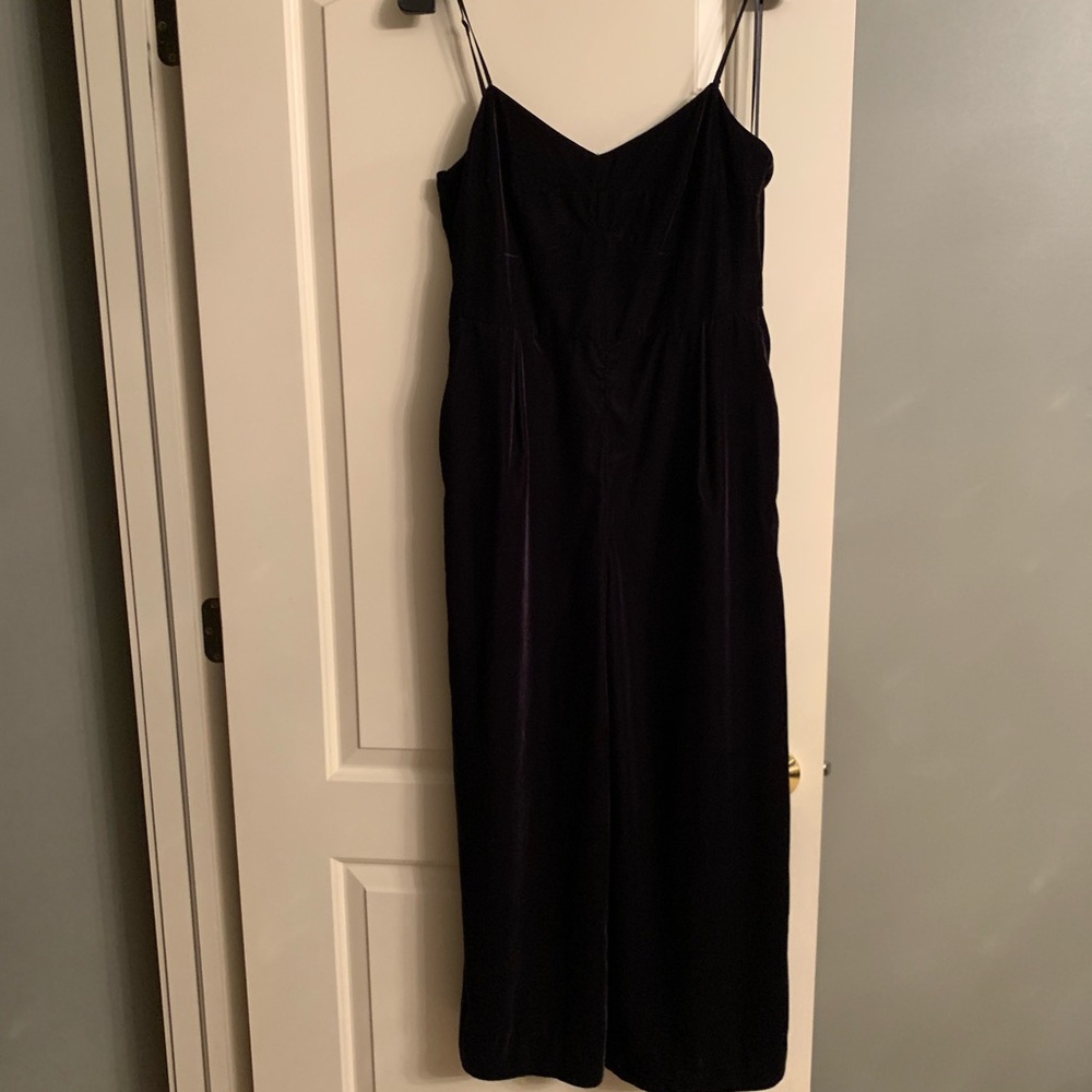J Crew black velvet jumpsuit